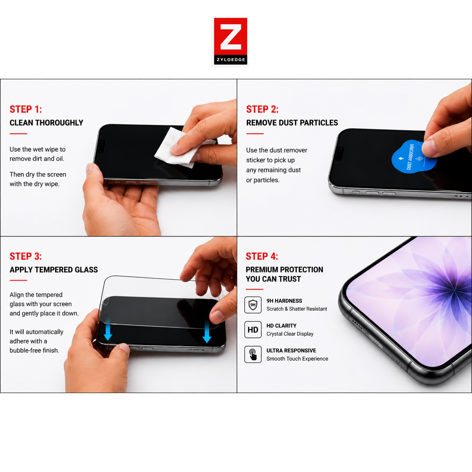 iPhone 16 Tempered Glass Edge to Edge Bubble Free