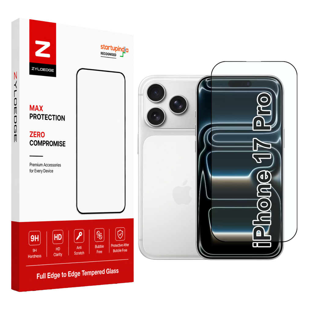 iPhone 17 Pro Tempered Glass Edge to Edge Bubble Free